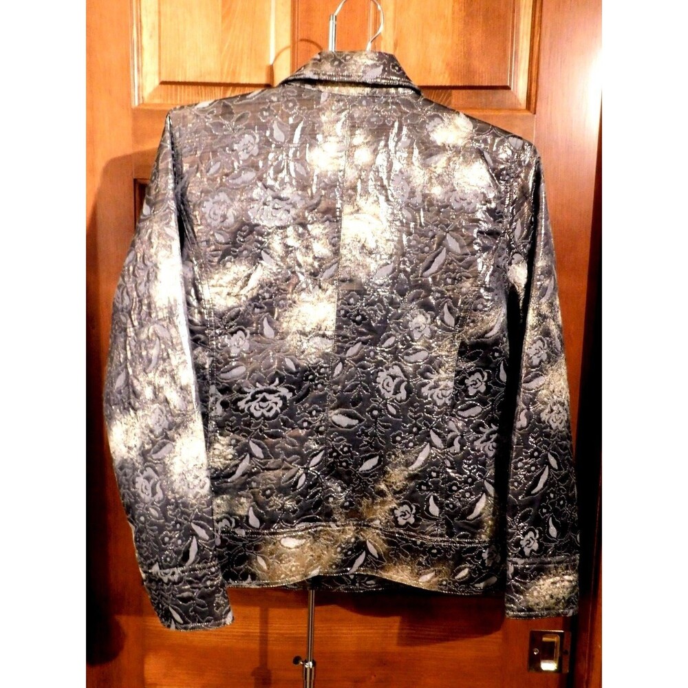 Chico Size 2 Dark Gray / Gold / Silver Multi Color Blazer / Jacket RN79984 - Picture 4 of 7